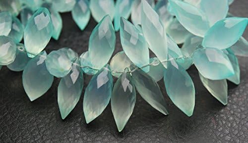 25 Pcs of Extremely Beautiful,Super Finest,Aqua Chalcedony Faceted Dew Drops Briolettes 11-12mm Large Size
