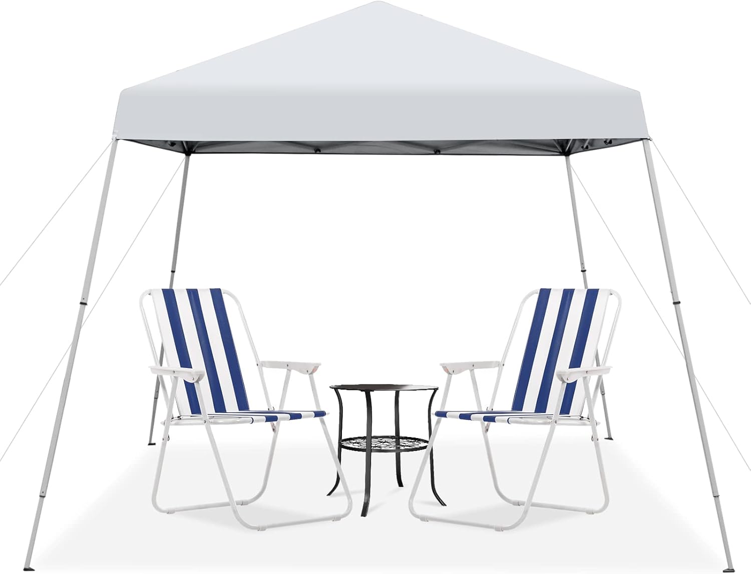 TANGZON 3 x 3M Pop Up Gazebo, Height Adjustable Instant Camping Party Tent Canopy with Slanted Legs & Carrying Bag, Outdoor Foldable Sun Shade Event Shelter (White, No Mesh Sidewalls & Sand Bags)