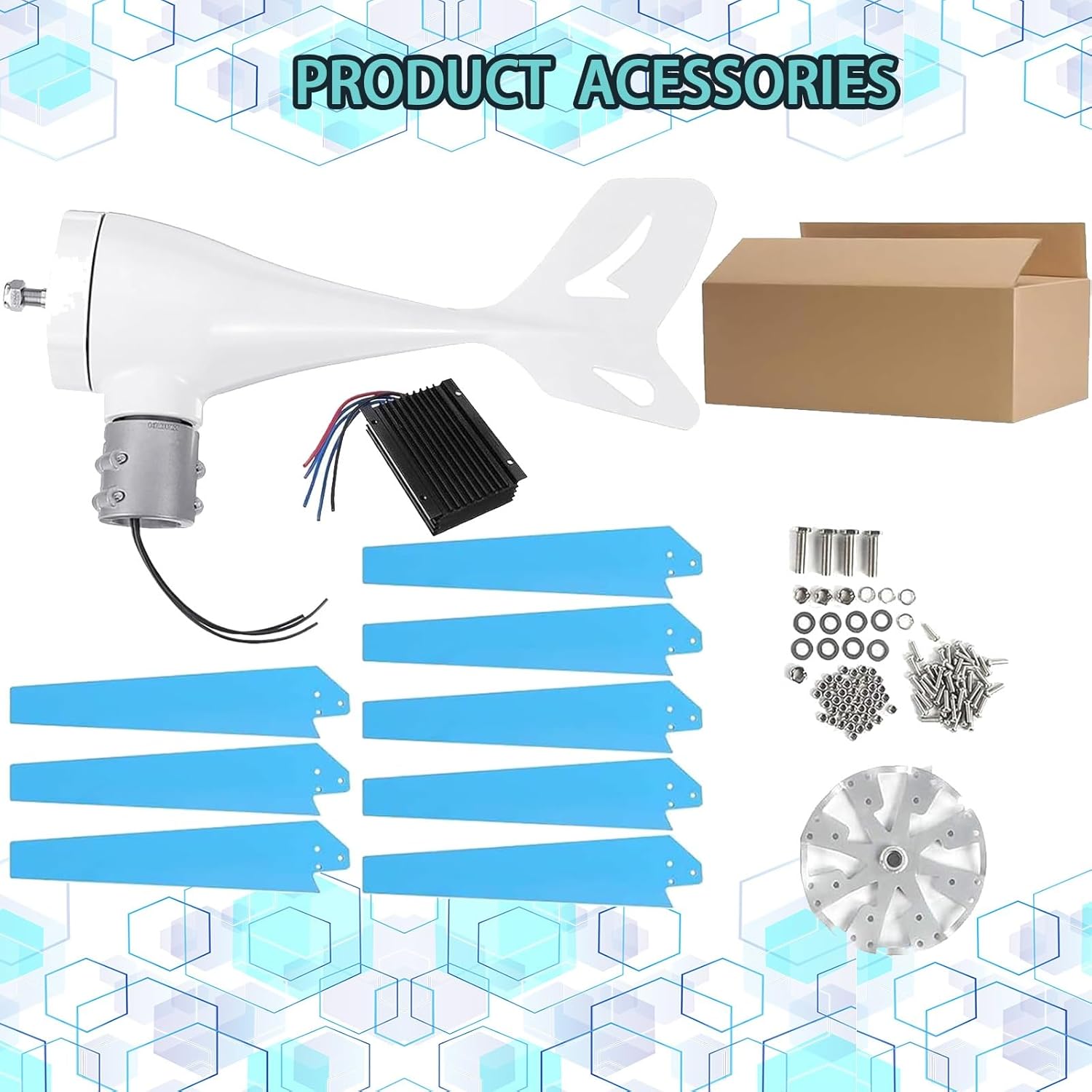 Wind Turbine Generator 12V 24V 48V 16000W/20000W Wind Power Generator With MPPT Controller 8/10 Blades Auto Adjust Windward Direction Suitable for Terrace,Marine, Motor Home,Chalet,Boat(16000W(8 blade