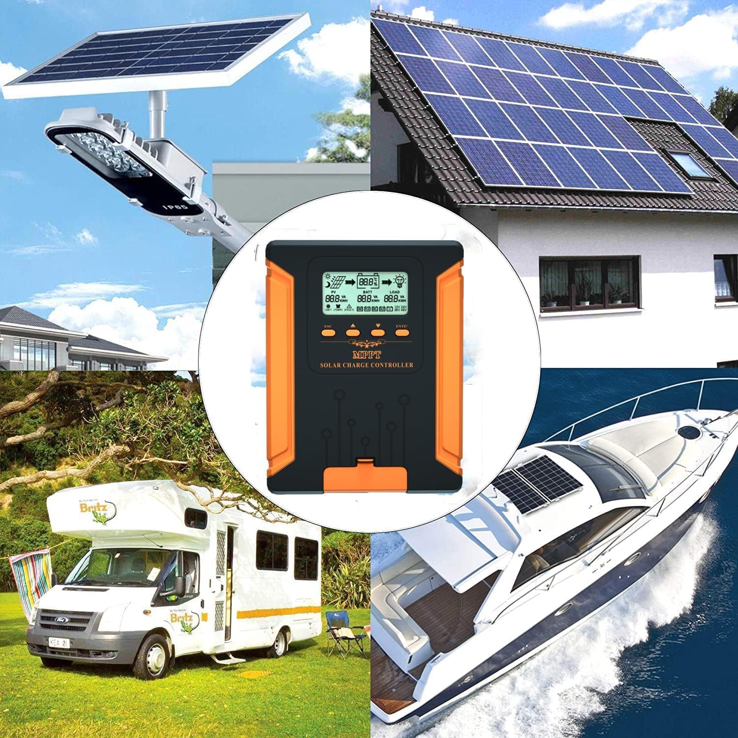 SolaMr 100A 180V MPPT Solar Charge Controller 12V/24V/36V/48V, LCD Screen Solar Panel Controller for Gel Sealed Flooded and Lithium LiFePO4 Battery (CM100A)