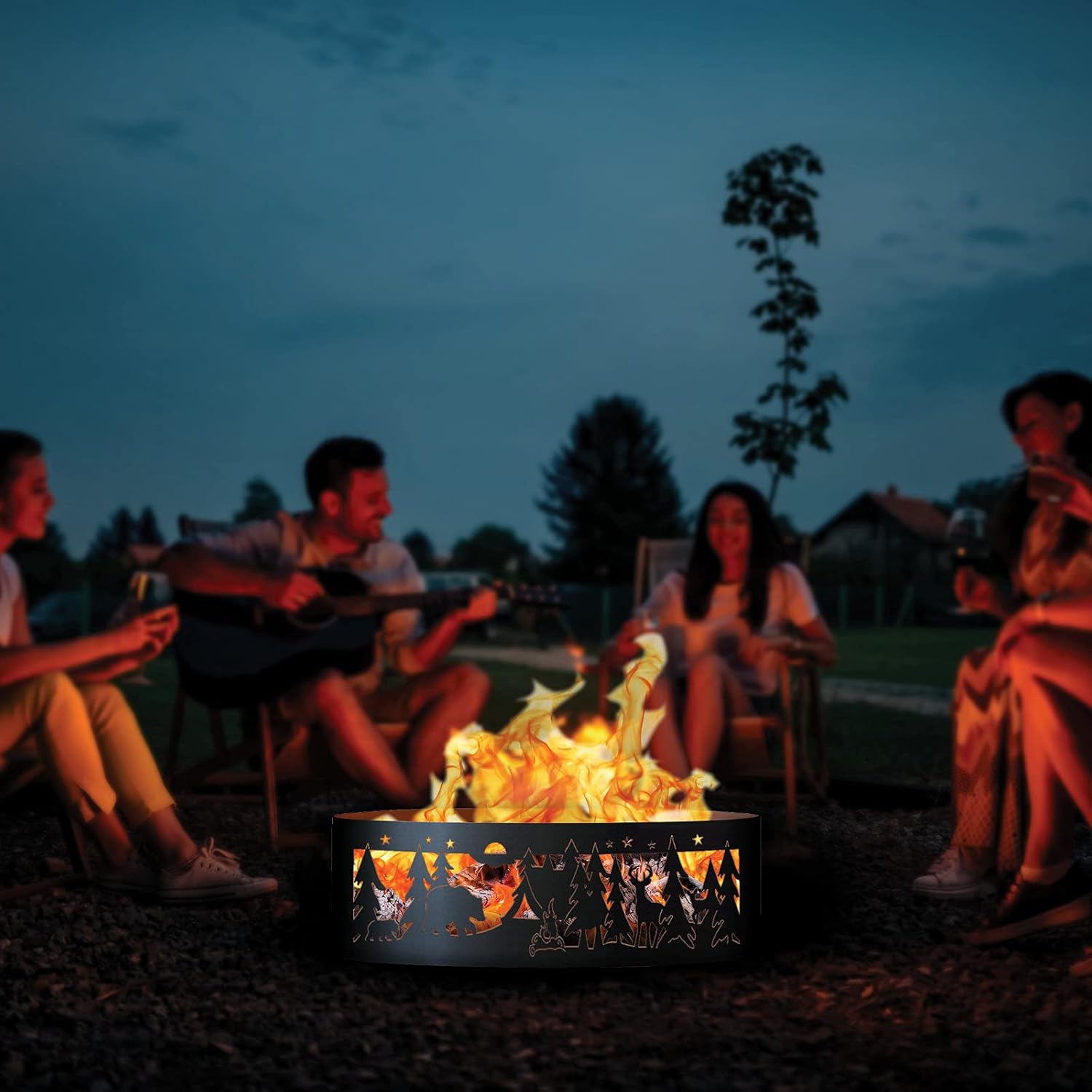 PD Metals NW00748 Northwoods Unpainted 12 in. Tall 48 in. Diameter Outdoor Fire Ring - 48 x 48 x 12 in. - Rustic Black Color