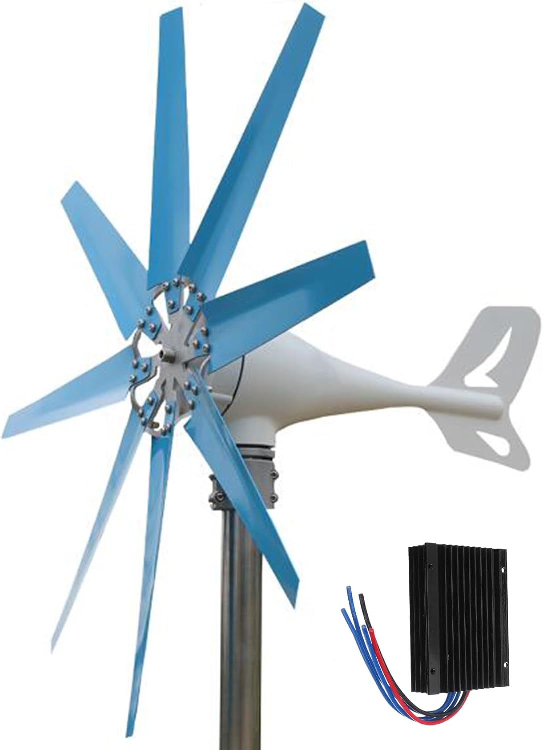 Portable Wind Generator 12V/24V 48V Vertical Axis Wind Turbine,Wind Speed of 2.5M/S to Start Maximum Power 3000W, with IP67 Controller Free Energy
