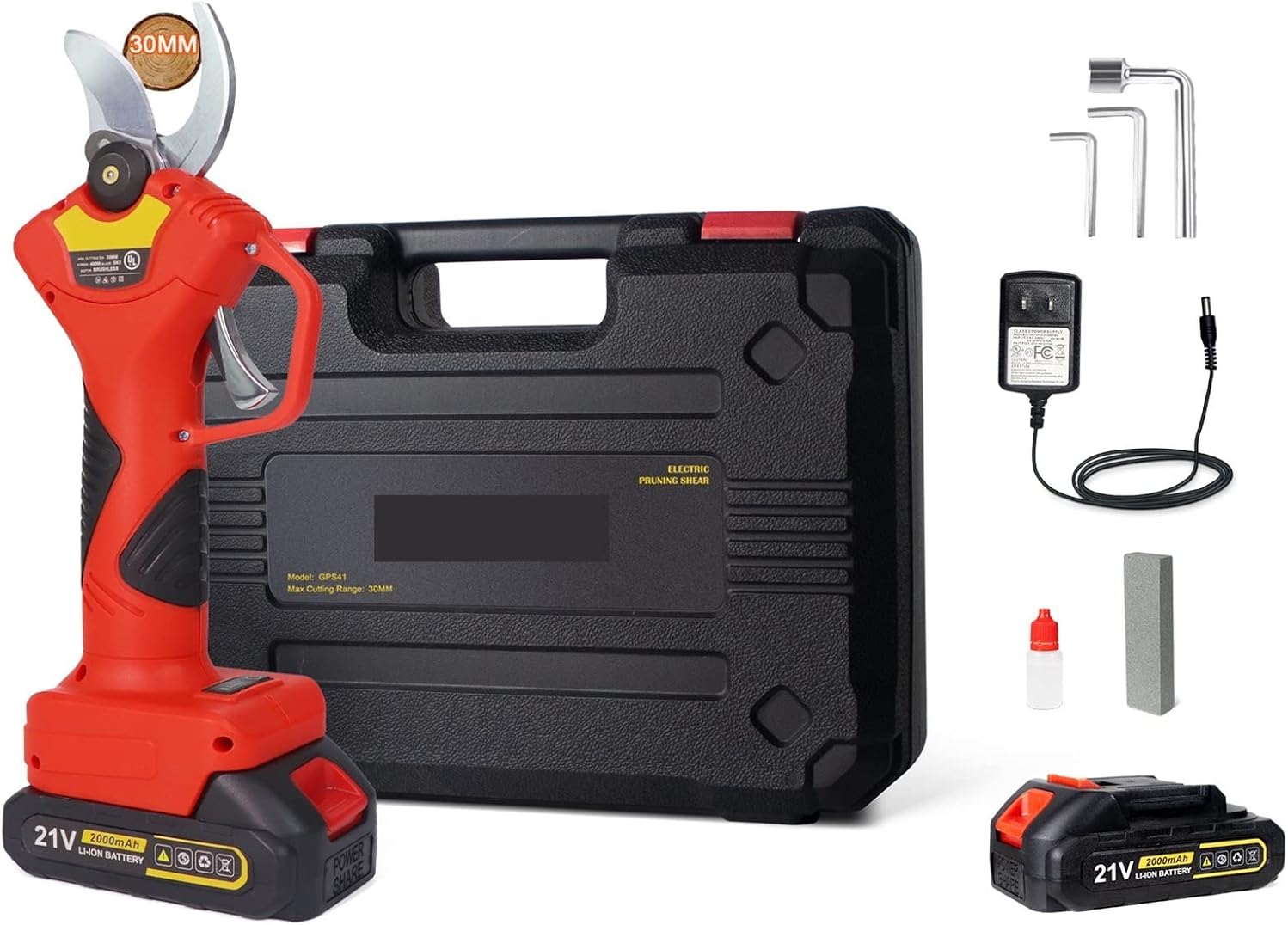 Electric Pruning Shears, 25mm/30mm/40mm Cordless Pruner Shear Efficient Fruit Tree Bonsai Pruning Electric Tree Branches Cutter 16.8V/21V Battery