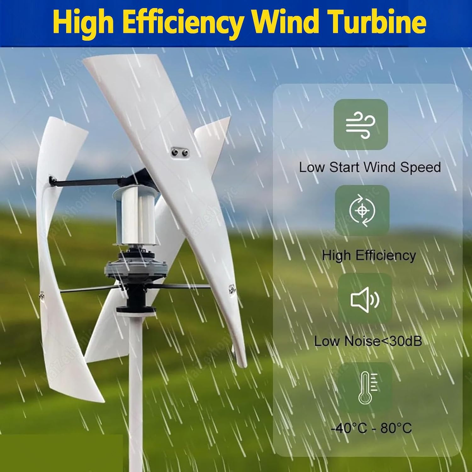 Wind Turbine Generator Kit,Vertical Axis Wind Turbine,Maglevs Wind Generator with Controller,Quiet 3 Leaves Small Household Windmill for Home,Industrial Energy White-48V