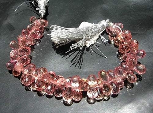 13 inch natural beads strand of 6-7mm faceted drop grapefruit corundum quartz gemstone briolletes beads for DIY jewelry - necklace, bracelet, earring, ring.