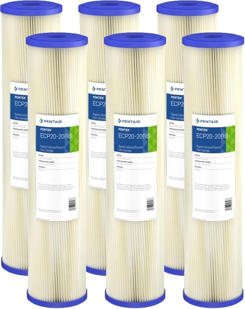 Pentair Pentek ECP20-20BB Big Blue Sediment Water Filter, 20-Inch, Whole House Heavy Duty Pleated Cellulose Polyester Replacement Cartridge, 20