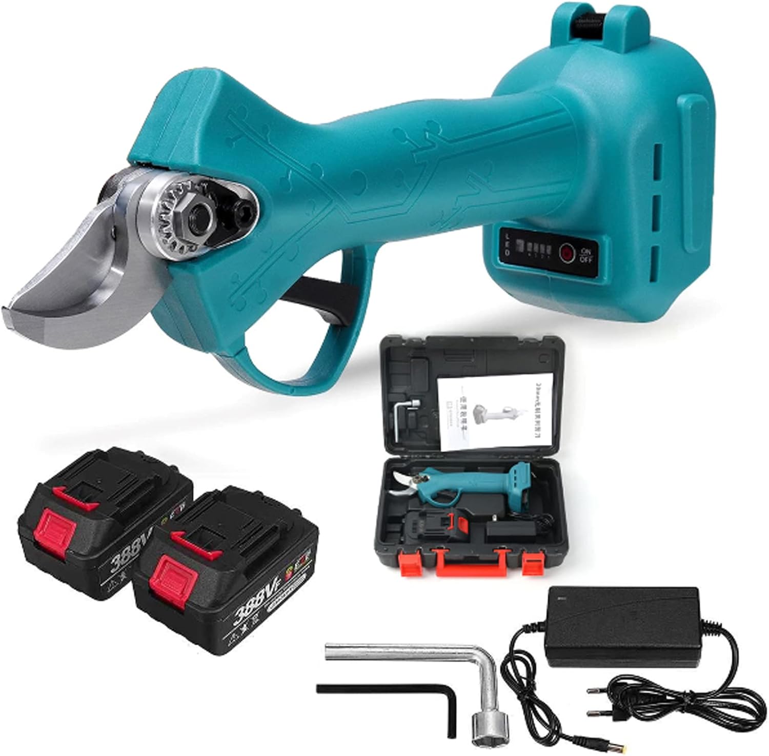 Electric Secateurs, Professional Electric Pruning Shears, Cordless Pruner Branch Scissors with 2Pcs Backup Rechargeable Lithium Battery Powered 30mm Max Cutting Diameter