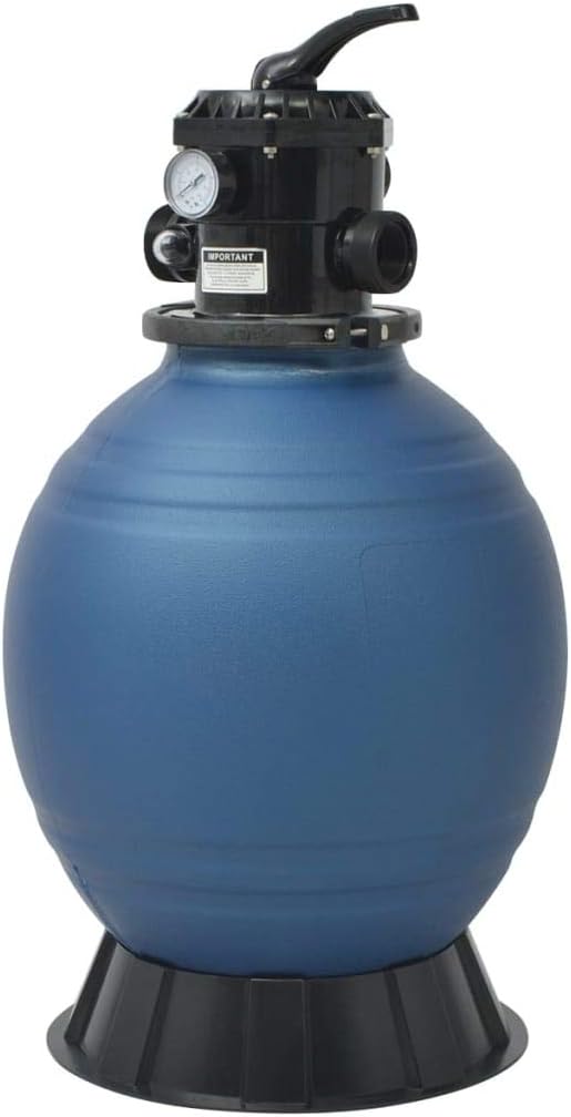 Pool Sand Filter with 6 Position Valve Blue 18 inch