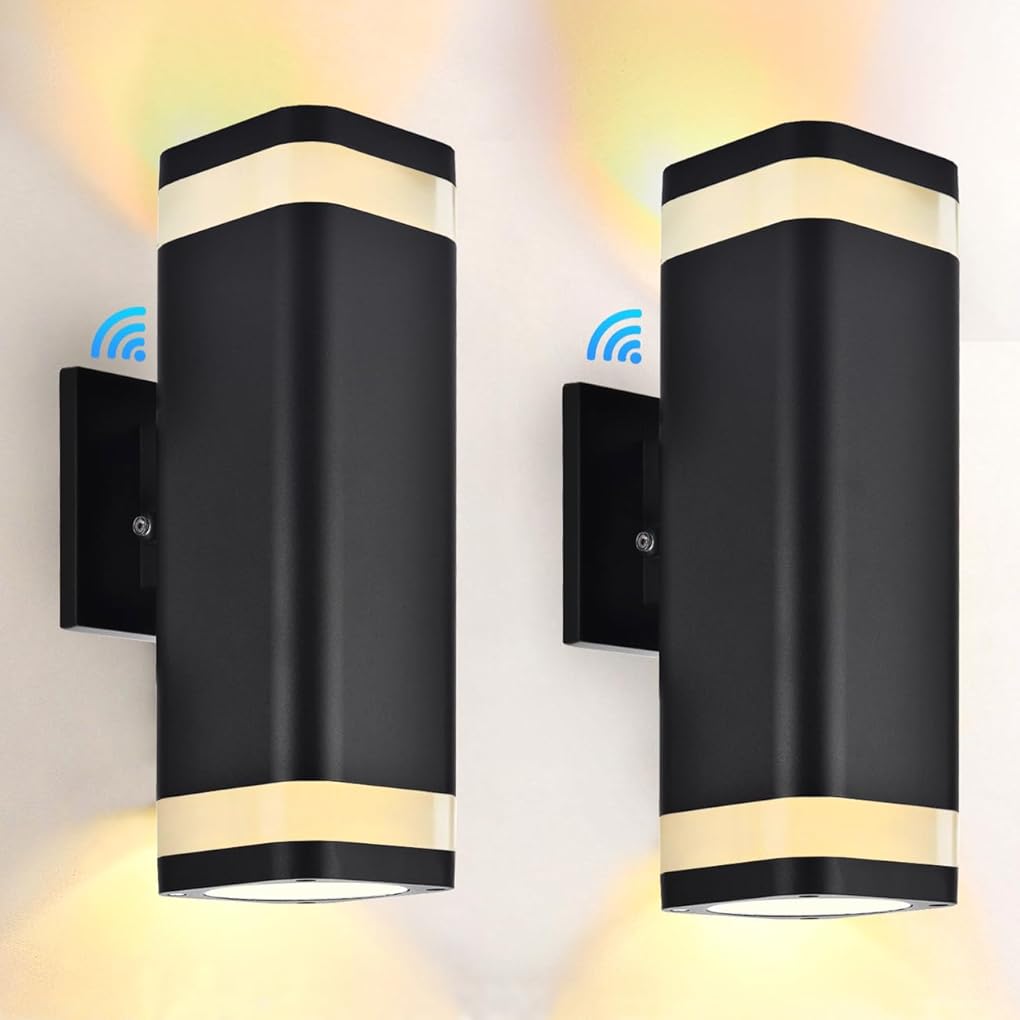 LED Outdoor Wall Sconce, Dusk to Dawn Outdoor Lighting Fixture, Modern Up Down Porch Lights ETL Listed, Aluminum Exterior Wall Lights for Garage Door,House,Patio 2 Pack