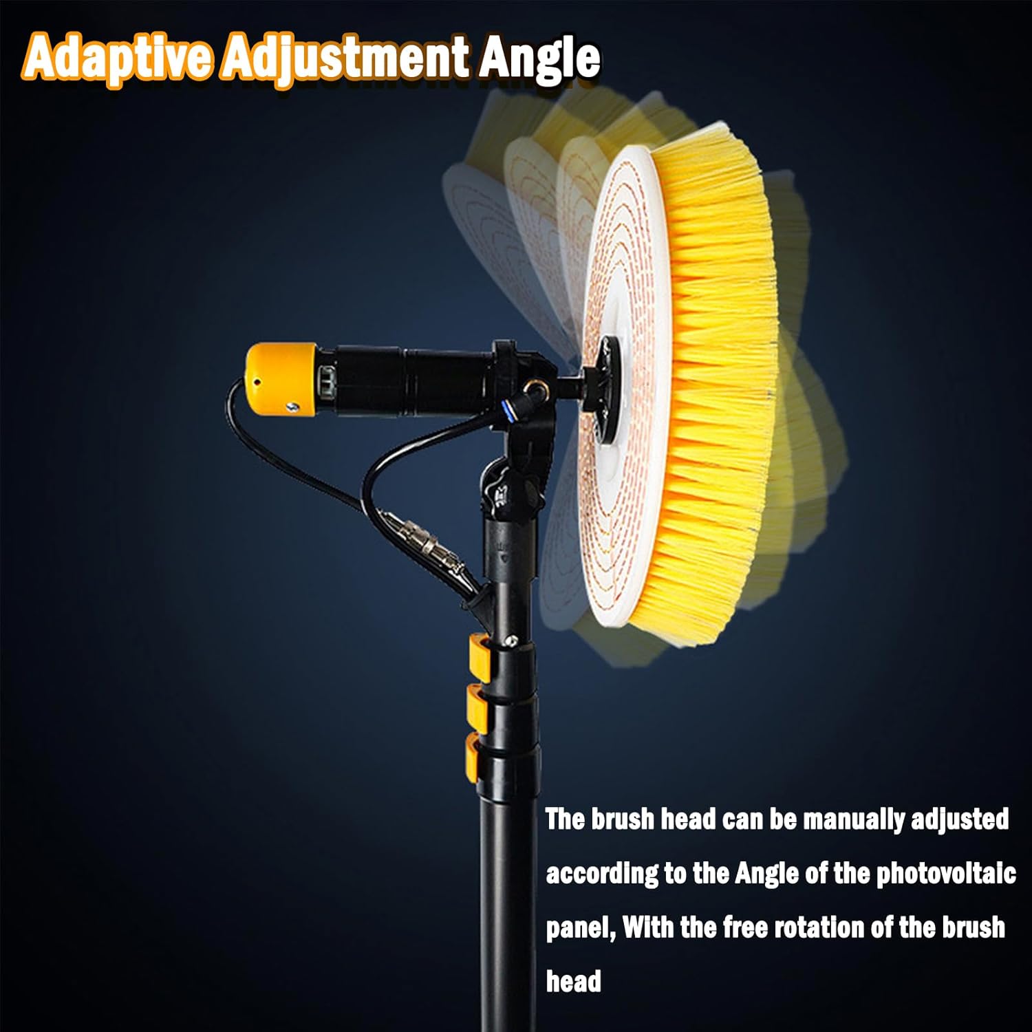 13FT Photovoltaic Cleaner Machine Double Head Solar Panel Cleaning Brush Telescopic Water Fed Pole Brush Solar Panel Cleaning Kit Stainless Steel Head 110V