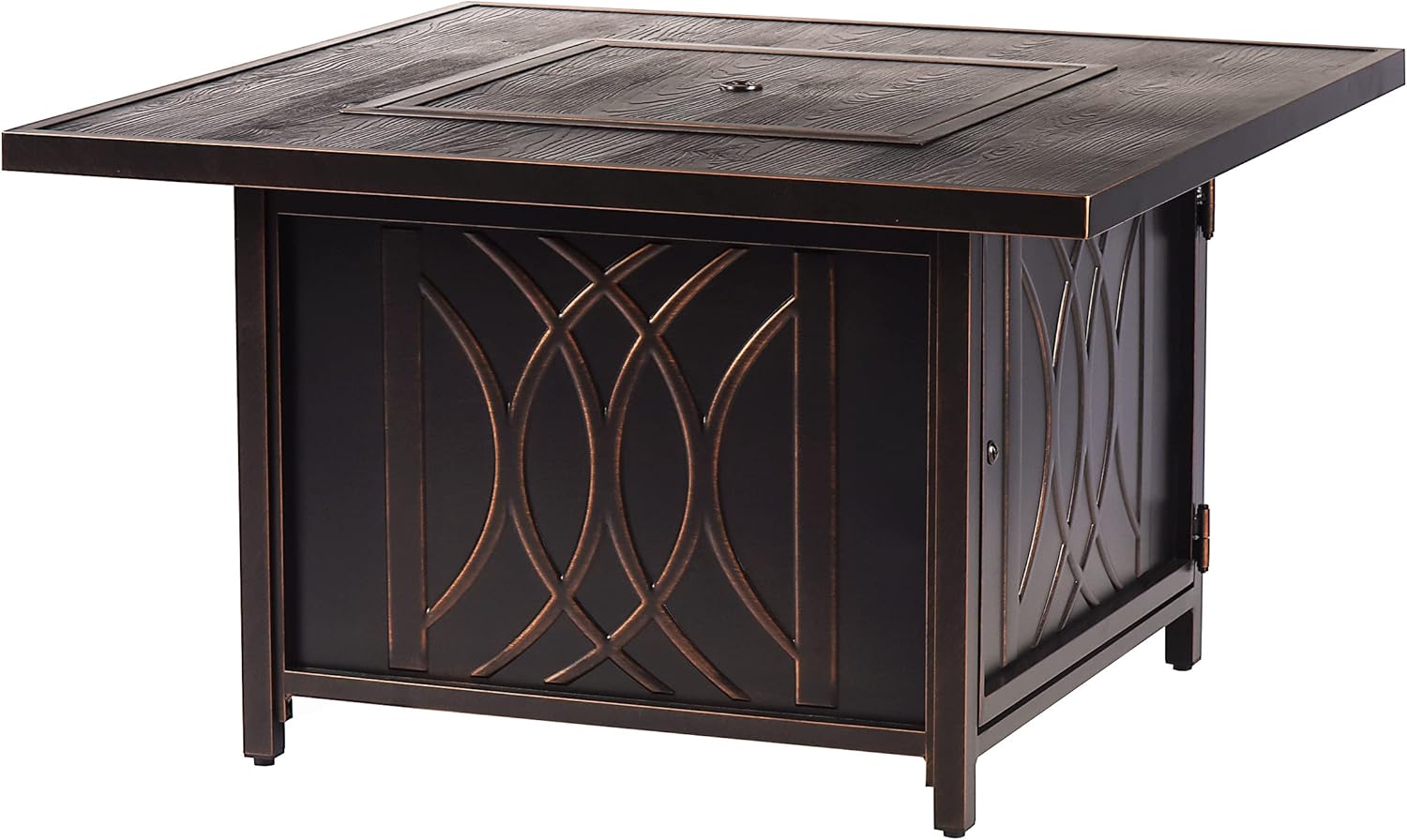 Oakland Living AZCAVE-FPT-AC Aluminum 42 in. Square Propane Beads, Lid and Fabric Cover Finish Outdoor fire Table, Antique Copper