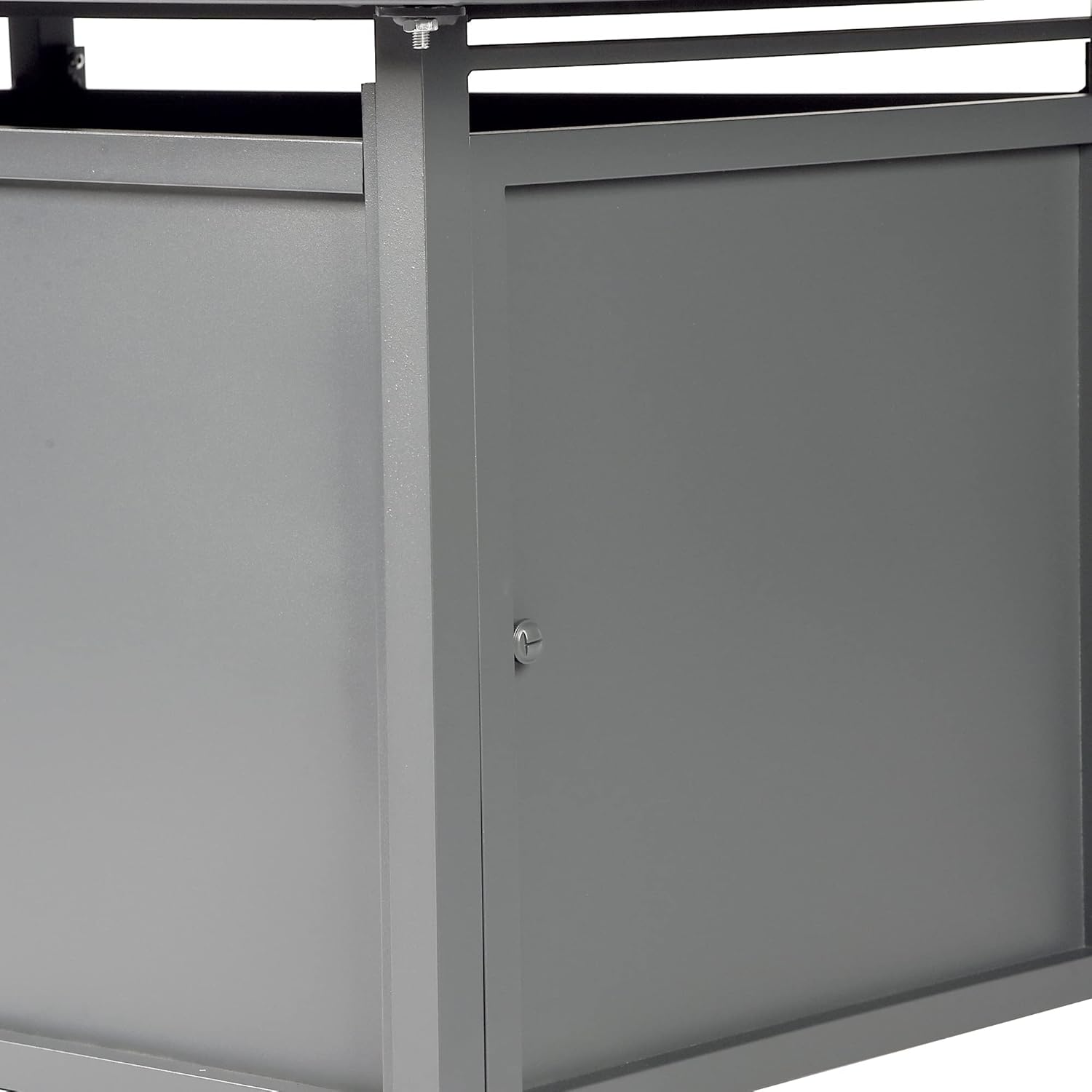 Rectangular 46 in. x 31 in. Aluminum Propane Fire Pit Table, Glass Beads, Two Covers, Lid, 57,000 BTUs in Grey Finish