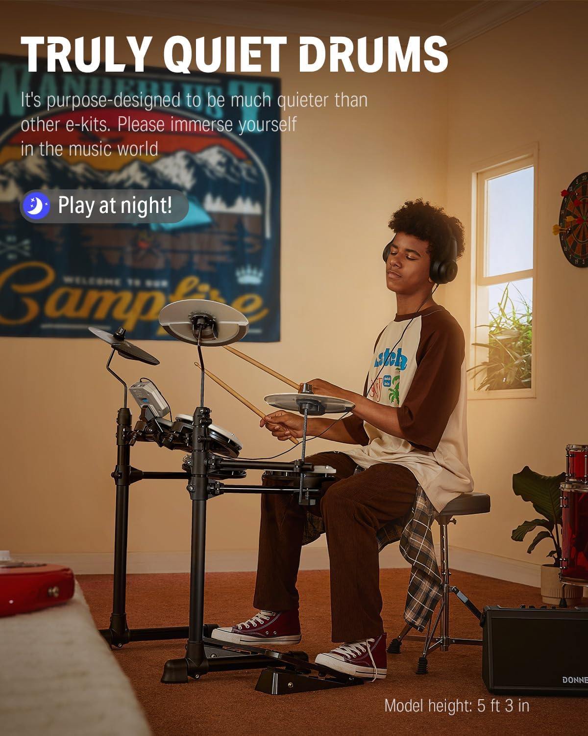 Donner DED-80 Electric Drum Kit with 4 Quiet Mesh Pads, 180+ Sounds, 30 Demo Songs, 10