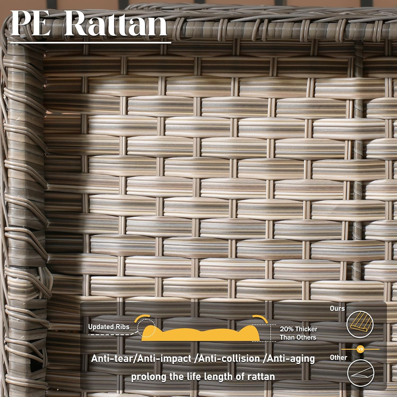 Patio Furniture Sets with Fire Pit Table,6 Pieces All Weather PE Wicker Conversation Sofa,Outdoor Furniture Grey Wicker Black Cushion