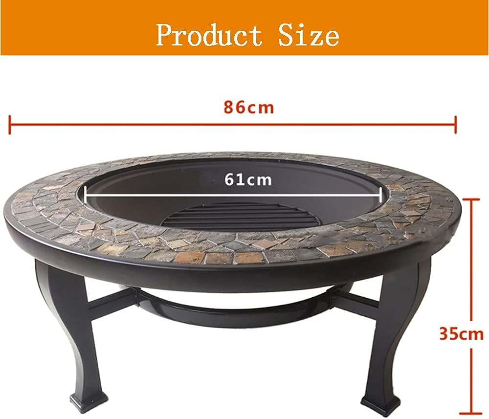 Firepit Table for Outside, Multifunctional Fire Pit Table, Firepit Table for Outside Wood Burning with Spark Screen Cover for Backyard Garden Patio Bonfire Heating, Camping and BBQ
