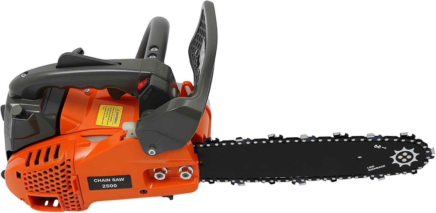 25.4cc Top Handle Chainsaw, 12 Inch Gas Chainsaw, Gas Powered Chainsaws, Portable Chain Saws for Tree Wood Cutting, Sack Sawing, Green Pruning