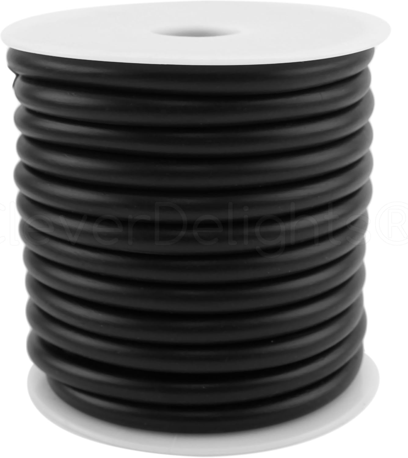 CleverDelights Black Solid Rubber Cord - 100 Feet - 7mm (1/4