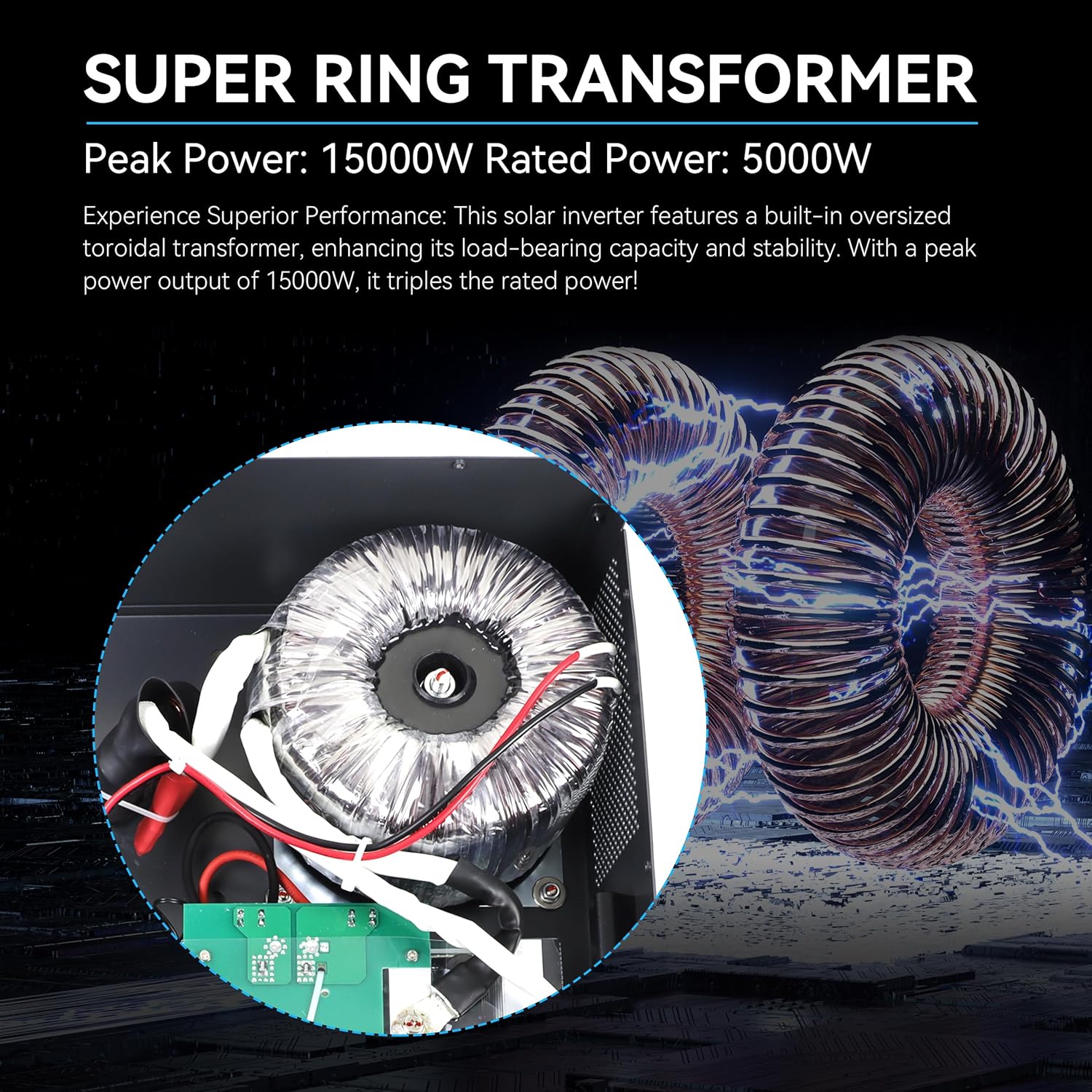 PowMr 5000W 48V Spilt-Phase Solar Inverter 120V/240V, Low-Frequency Inverter Built-in 120A MPPT Controller, Peak 15000W, fit for Lead-Acid Lithium Battery and Support Utility/Generator/Solar Charge