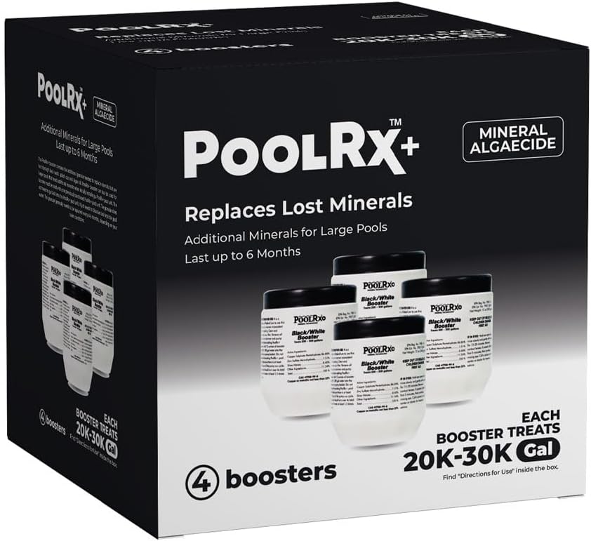 Pool RX 332064 4-Pack PoolRx+ Booster Black Swimming Pool Algaecide, 4 Pack