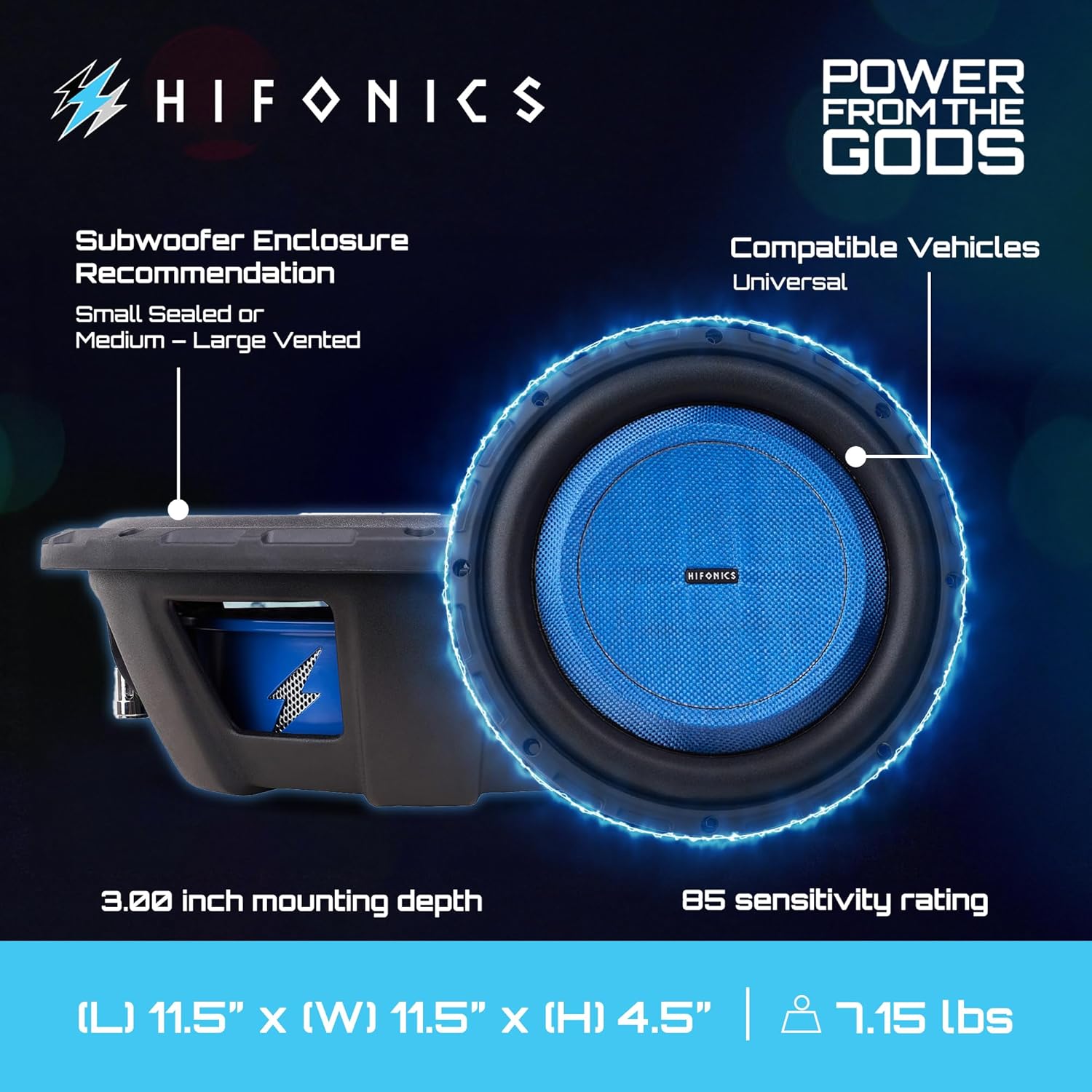 Hifonics 4 Pack Elite 10 Inch Shallow Mount Car Subwoofer, Dual 4 Ohm Voice Coil Speaker 600 Watt Peak Power Mobile Amplifier, Black/Blue