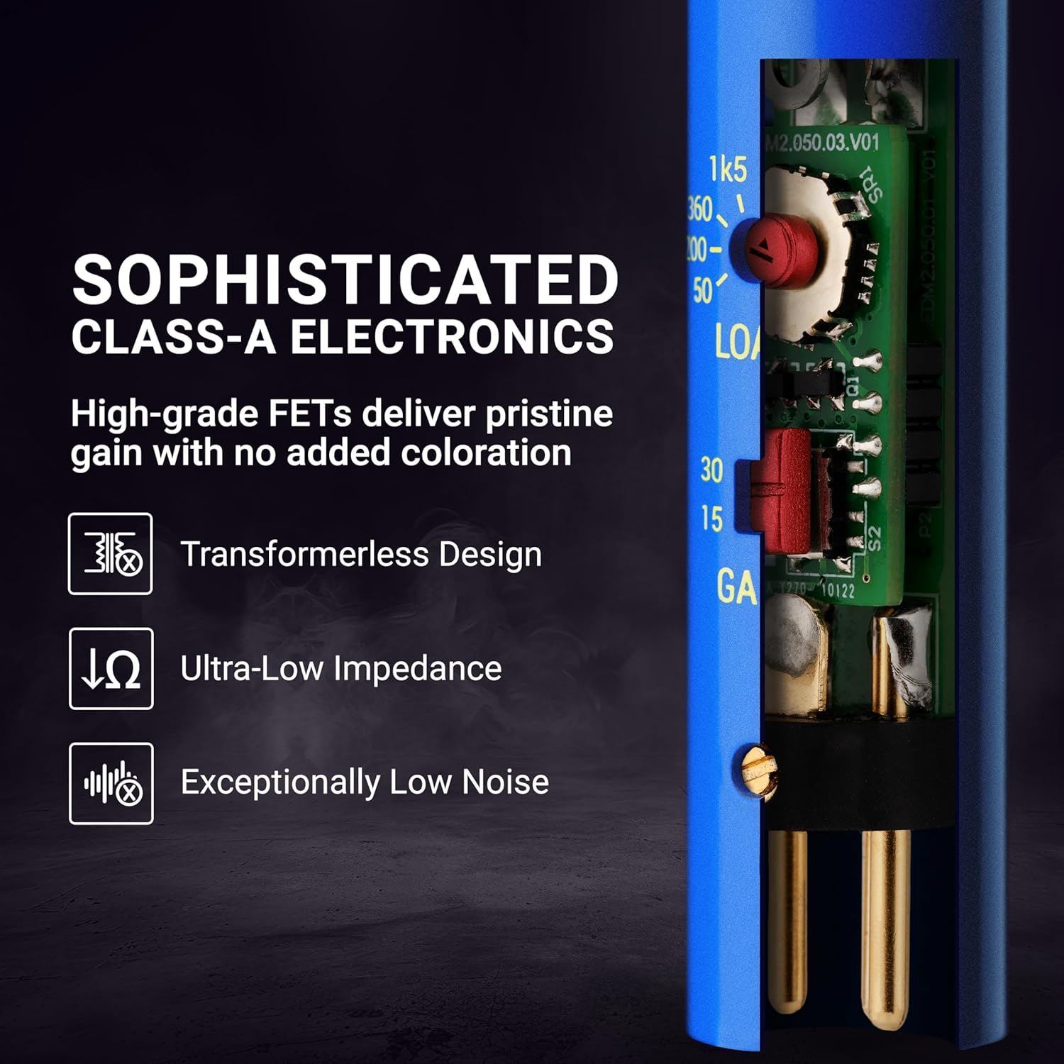 sE Electronics DM2 TNT Ultra-Slim Inline Microphone Preamp for Ribbon & Dynamic Microphones - Mic Preamp with 2 Gain Settings (+15dB or +30dB) & 8 Load Settings (50 Ohm-10 M Ohm) (Blue)