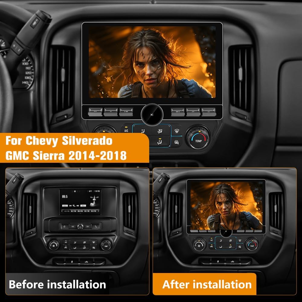 AWESAFE 13.1 inch Qualcomm 8 Core Car Stereo for Chevy Silverado GMC Sierra 2014-2018, Android 13 Touch Screen with CarPlay Android Auto WiFi/Bluetooth/FM/SWC