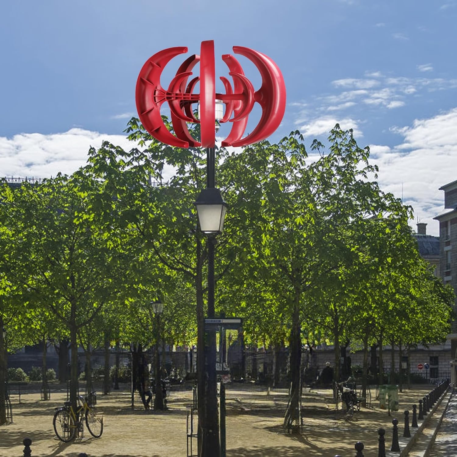 hatleues 600W Wind Turbine Generator, 5 Blades 12V Wind Turbine Kit Vertical Axis Wind Turbines Generator Kit for Home Farm, RVs, Boats Use Red