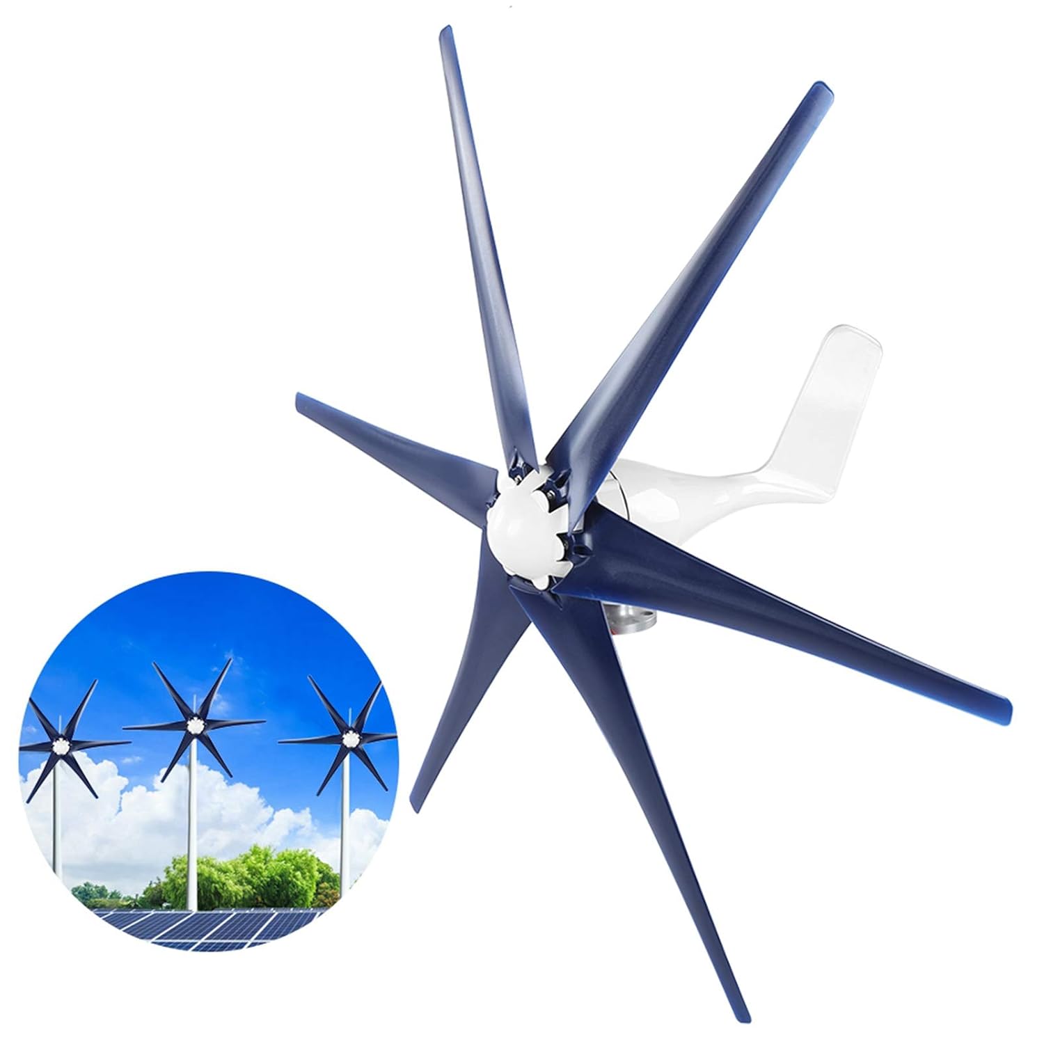 Wind AC Generator, 800W Windmill Turbines Generator Small 6 Blade Wind Industrial Machinery Equipment for Marine Home Charging, Solar Panels (48V)