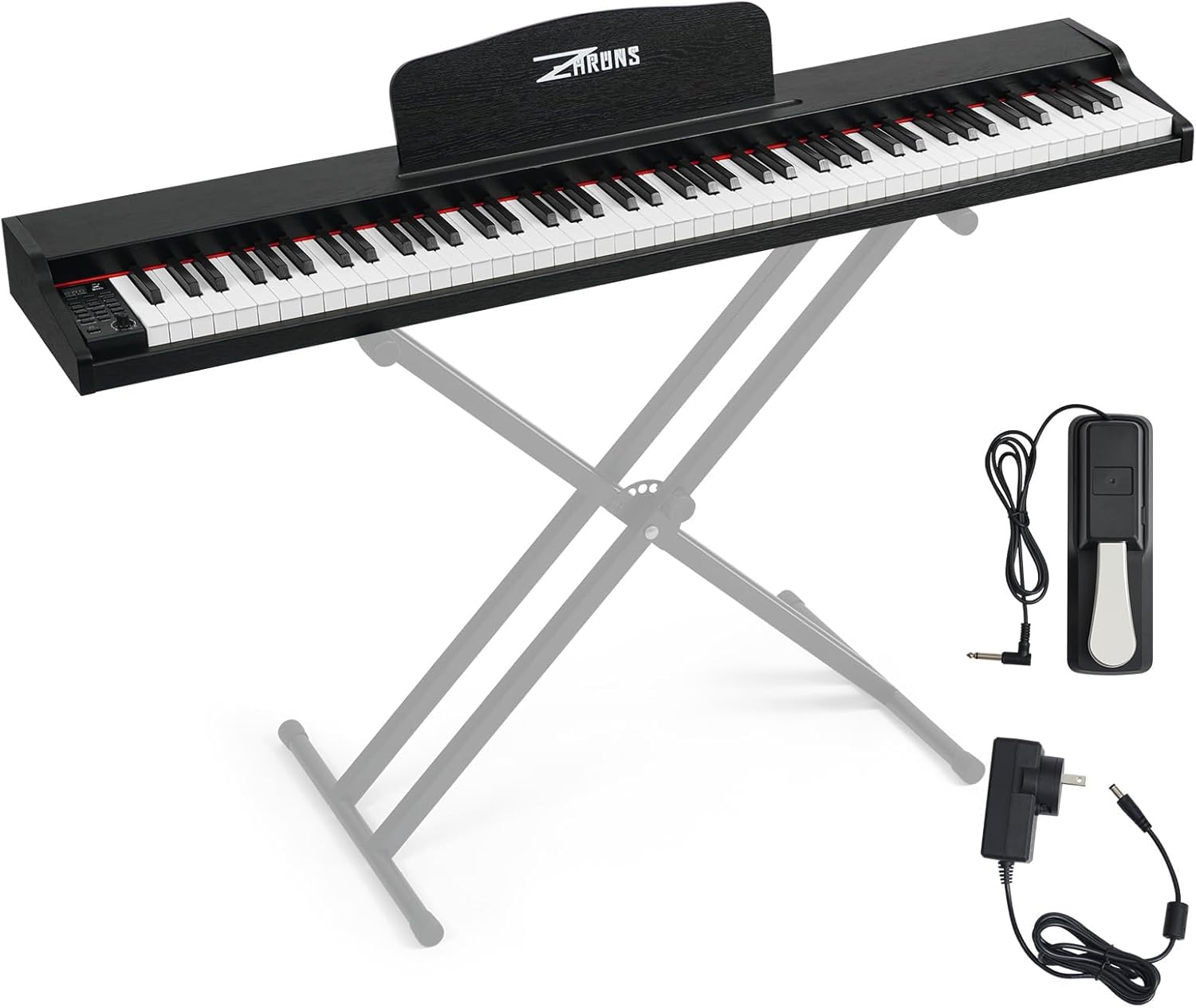 ZHRUNS Digital Piano 88 Key Weighted, Full Size Electric Keyboard Piano for Beginners, Portable Piano Keyboard with Sheet Music Stand, Sustain Pedal, Power Adapter, Black (Keyboard Only)