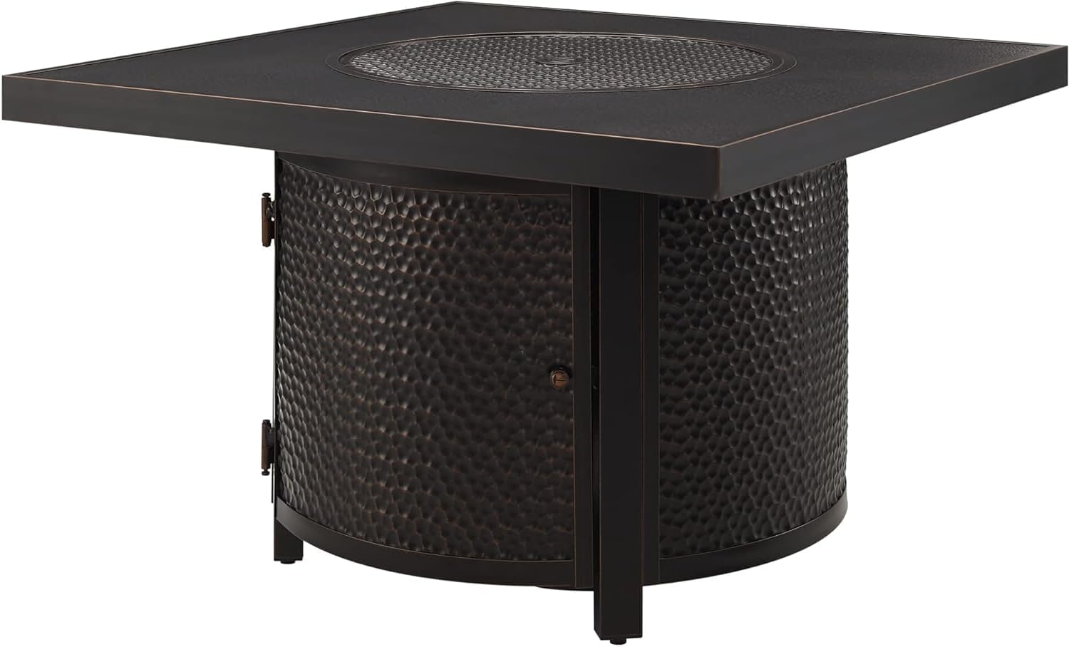 Square LPG/NG Gas Fire Pit Table 55K BTU w/Burner Lid, Cover, Fire Glass #65155