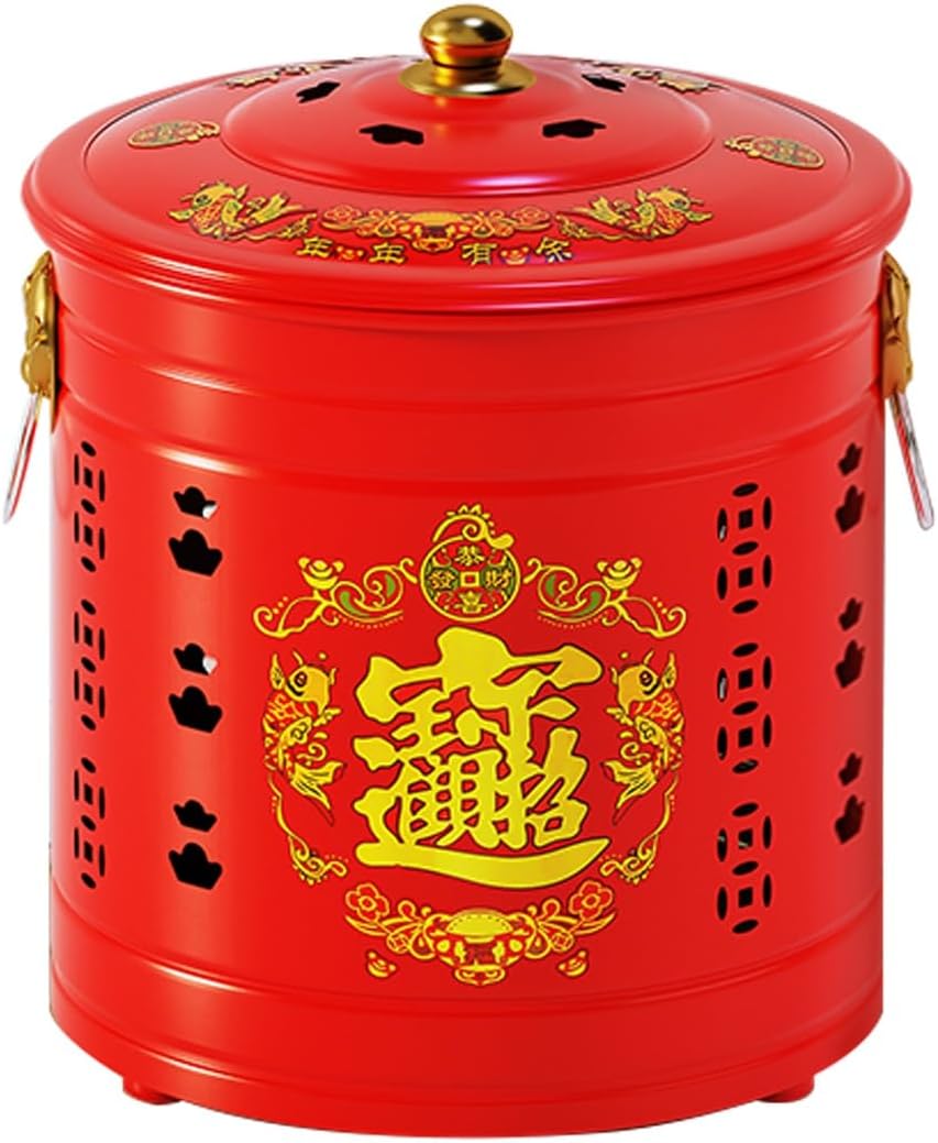 Burn Cage, Burn Barrels for Outside for Burning Trash, Outdoor Fire Pit with Lid and Handle, Metal Fire Pit for Yard Waste(45cm/18in)