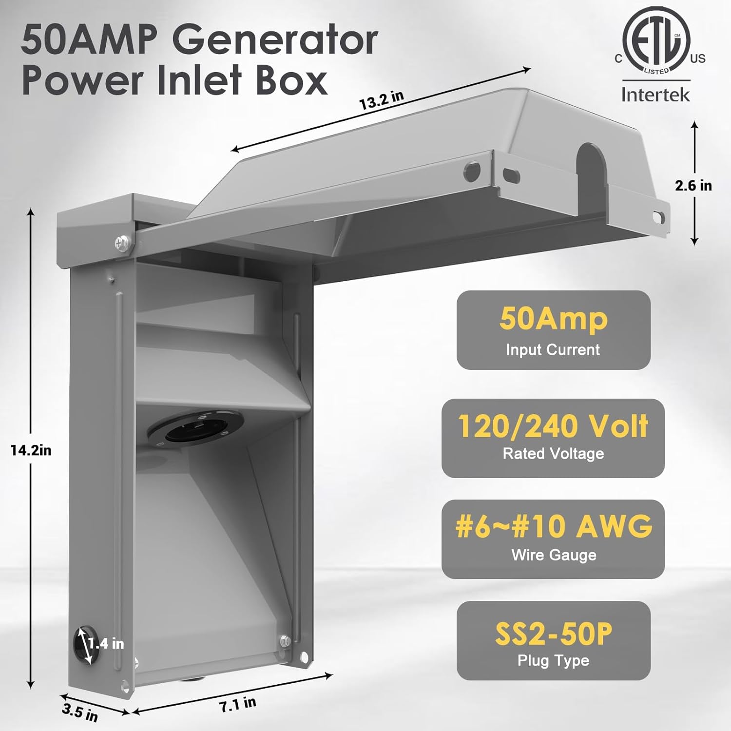 50A Generator Setup SS2-50P Power Inlet Box with Interlock Kit (suiable for Squared QO 150/200A Panel), Safety Solution for homeowners During Outage