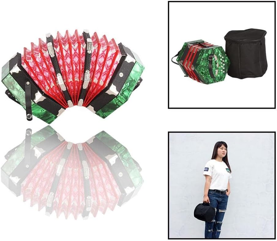 Hexagon Accordion with Carrying Bag, 20-Button Concertina for Adults Kids, Professional Playing Keyboard Music Instruments
