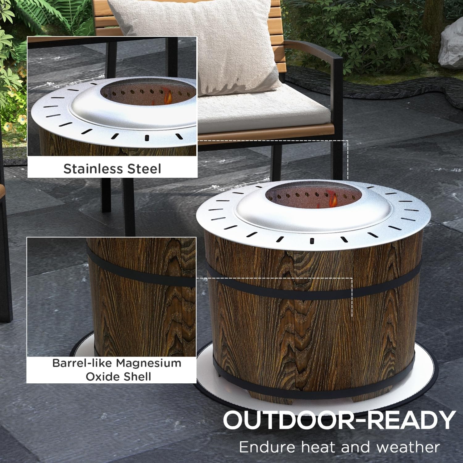 Smokeless Fire Pit with Fireproof Mat, 20
