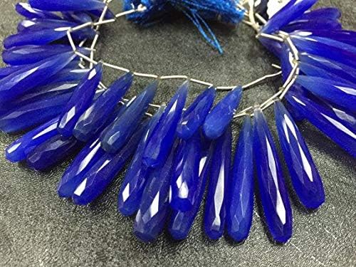 12pcs-vibrant amethyst chalcedony faceted elongated drops shape briolette- 38-48mm-beautiful deep purple chalcedony