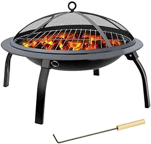Fire Pits Outdoor Wood Burning Fire Pit Set, Wood Burning Pit - Includes Spark Screen Great for Outdoor and Patio Round Metal Firepit with Cover BBQ Cooking for Outside Camping Backyar