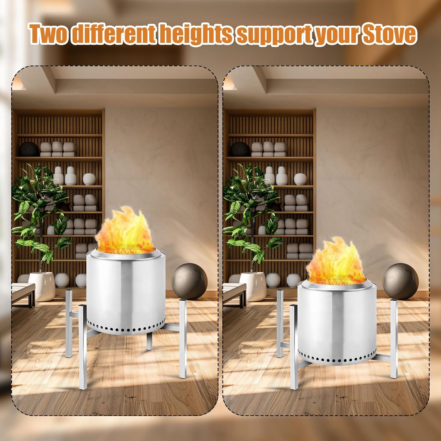 15-27 Inch Fire Pit Stand, Fire Pit Cooktop Frame Stainless Steel Camping Chiminea Rack for Outdoor Fireplace Holder Accessories Compatible with Bonfire Ranger