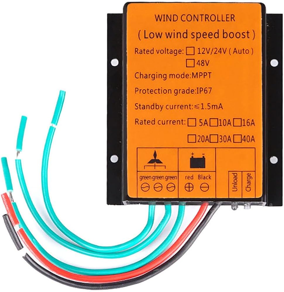 12V 24V Auto 48V MPPT Wind Charge Controller 8000W Windmill Regulator Controller Suitable for Wind and Solar Power Generation (Yellow),48v