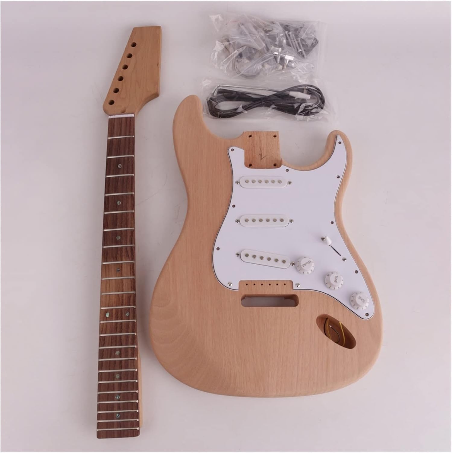 Unfinished Maple Neck Fretboard Mahogany Body 22 Frets Electric Guitar Kit DIY Unfinished Guitar Set (Color : 02)