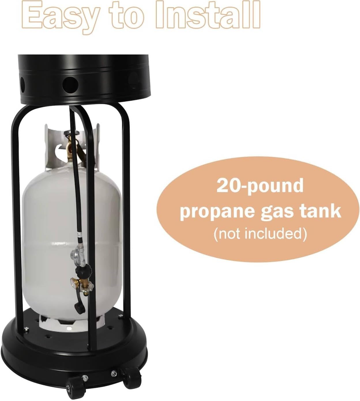 LUCKYERMORE 36,000 BTU Outdoor Heaters for f Patio, Safety Protection System Outdoor Heater, Patio Heater with Wheels for Commercial & Residencial, ETL, CE Certified, Black