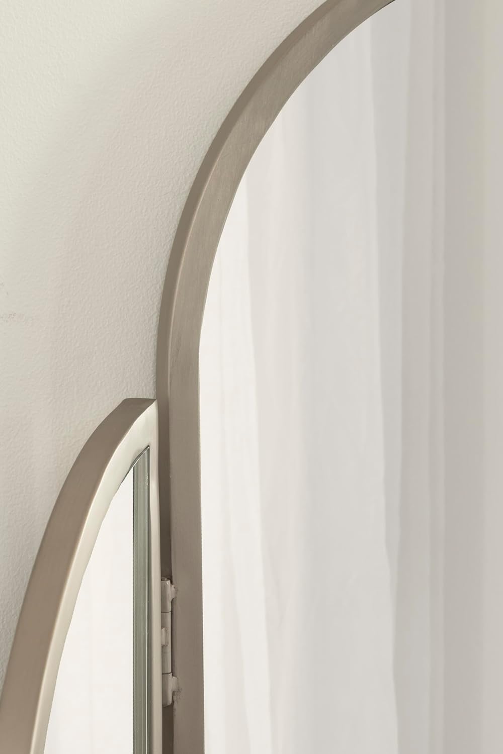 Kate and Laurel Amoli Modern Arched Tri-Fold Mirror, 28 x 28, Silver, Decorative Three-Piece Folding Arch Mirror for Tabletop Makeup Station or Bathroom Vanity Setup