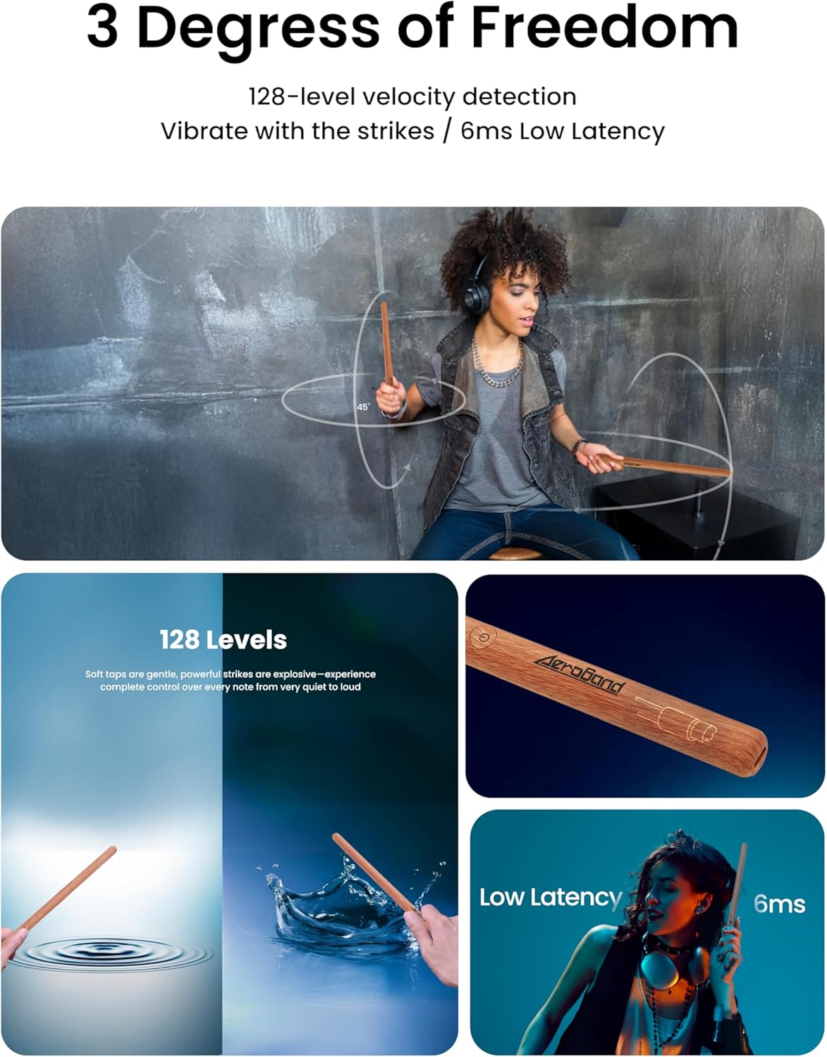 AeroBand Electronic Drum Set PocketDrum2 MAX 2025, Air Drum Sticks & Pedals & Bluetooth Adapter, Play Drum Anywhere Anytime, 8 Tones and USB Midi Teens Adult Drummer Gift (Earphone Included)