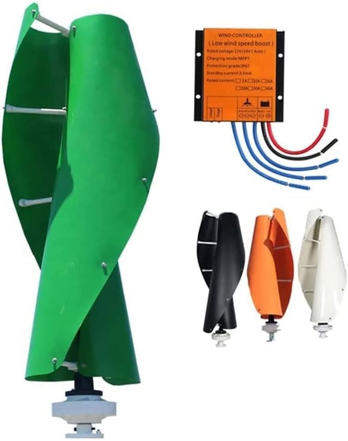 600W Vertical Wind Turbine Generator, 3 Phase Permanent Magnet Generator, 12V 24V Low Speed Start Windmill with Controller