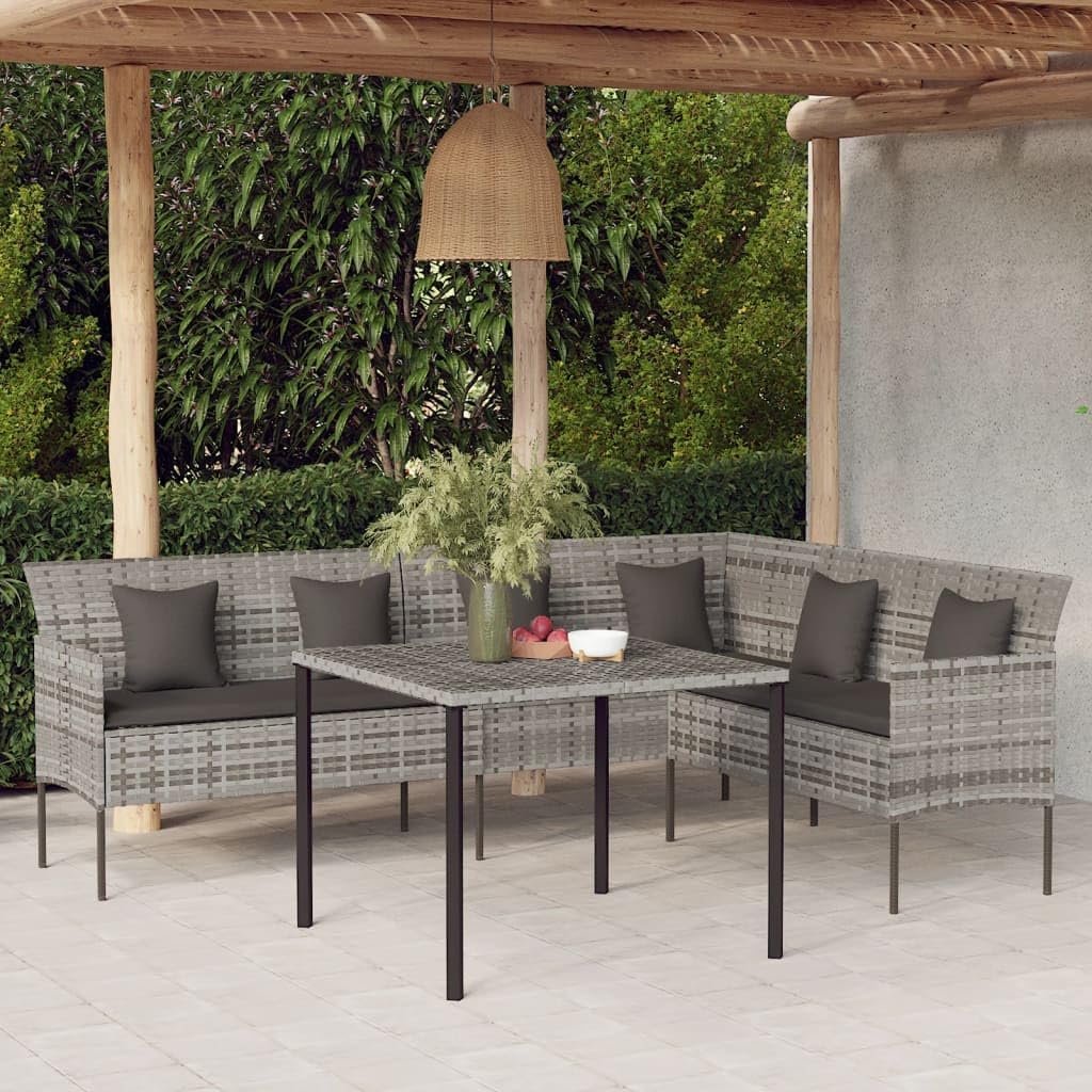 L-Shaped Patio Sofa with Cushions Gray Poly Rattan,LShaped Patio Sofa Set with Comfortable Cushions for Outdoor Leisure Time Outdoor Furniture, Patio Seating