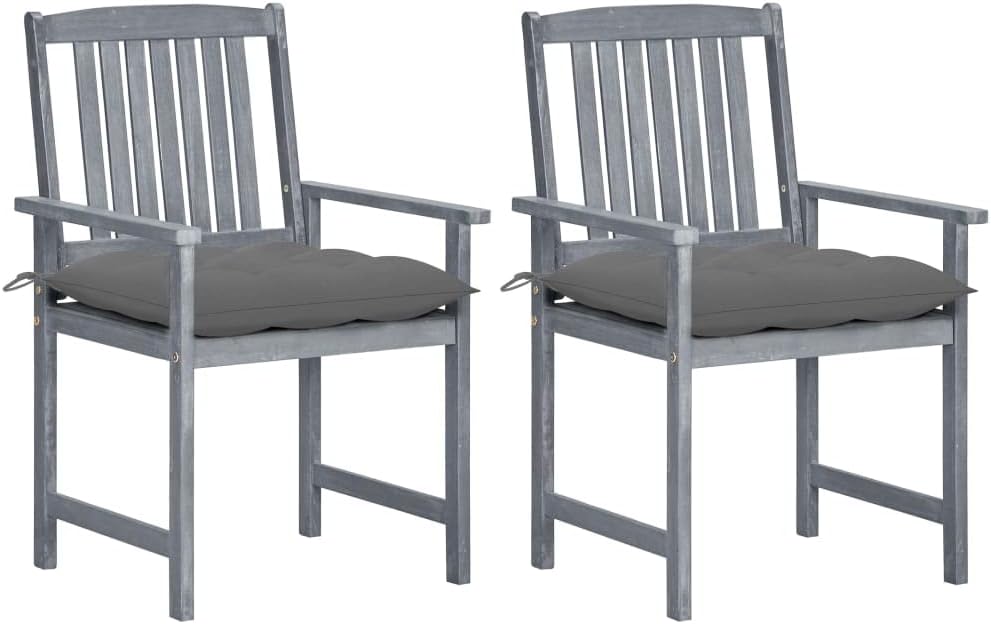 Patio Chair Patio Chairs with Cushions 2 pcs Gray Solid Acacia Wood