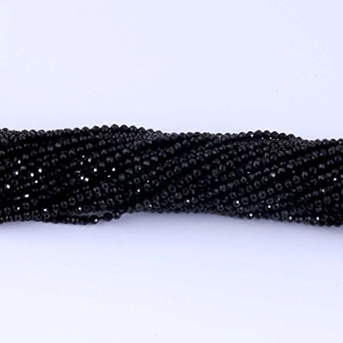 13 inch natural beads strand of 3-3.5mm faceted rondelle black spinel gemstone beads for DIY jewelry - necklace, bracelet, earring, ring.