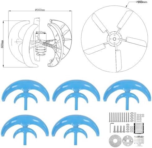 10000W Wind Turbine Generator with 5 Blades & Auto Windward Adjustment, Perfect for Home, Street Lighting, Boats & Terraces - 24V Power Solution