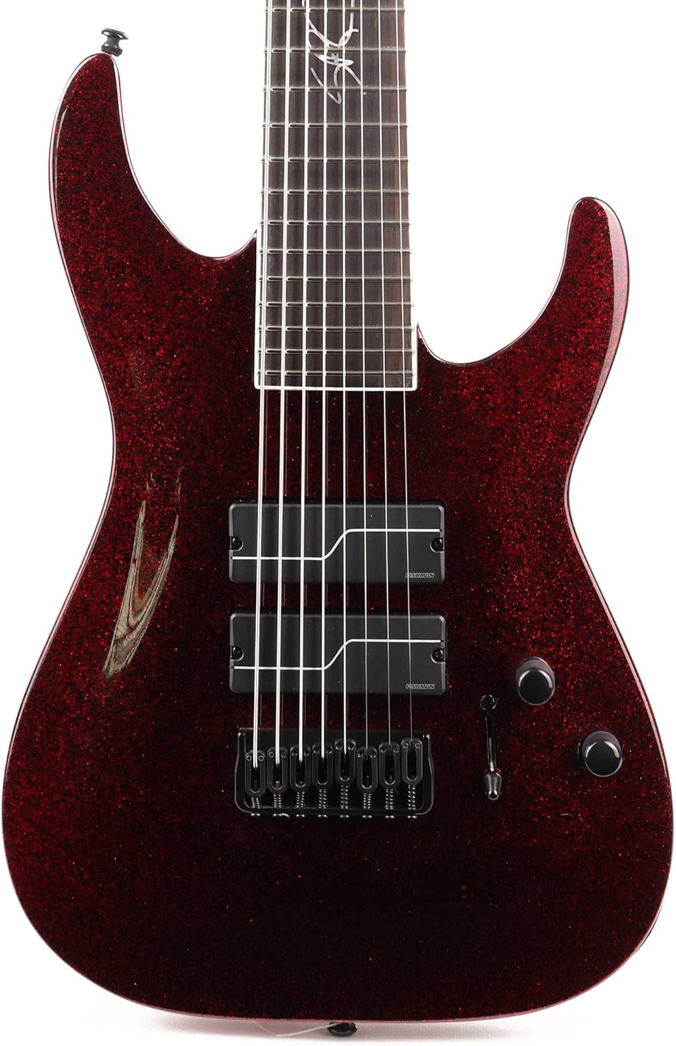 ESP LTD SC-608 Baritone Signature Series Stephen Carpenter Electric Guitar with Case, Red Sparkle