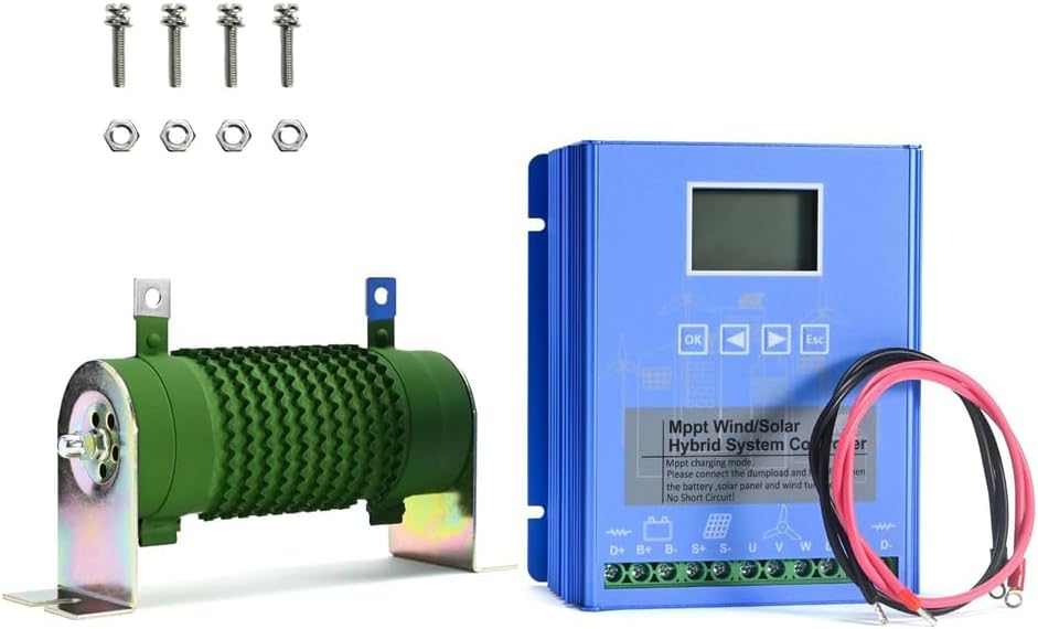 1200W Solar Hybrid Charge Controller, 12V/24V/48V MPPT Wind Solar Hybrid Boost Controller Regulator with Dump Load, for Solar Panel/Wind Turbine Generator