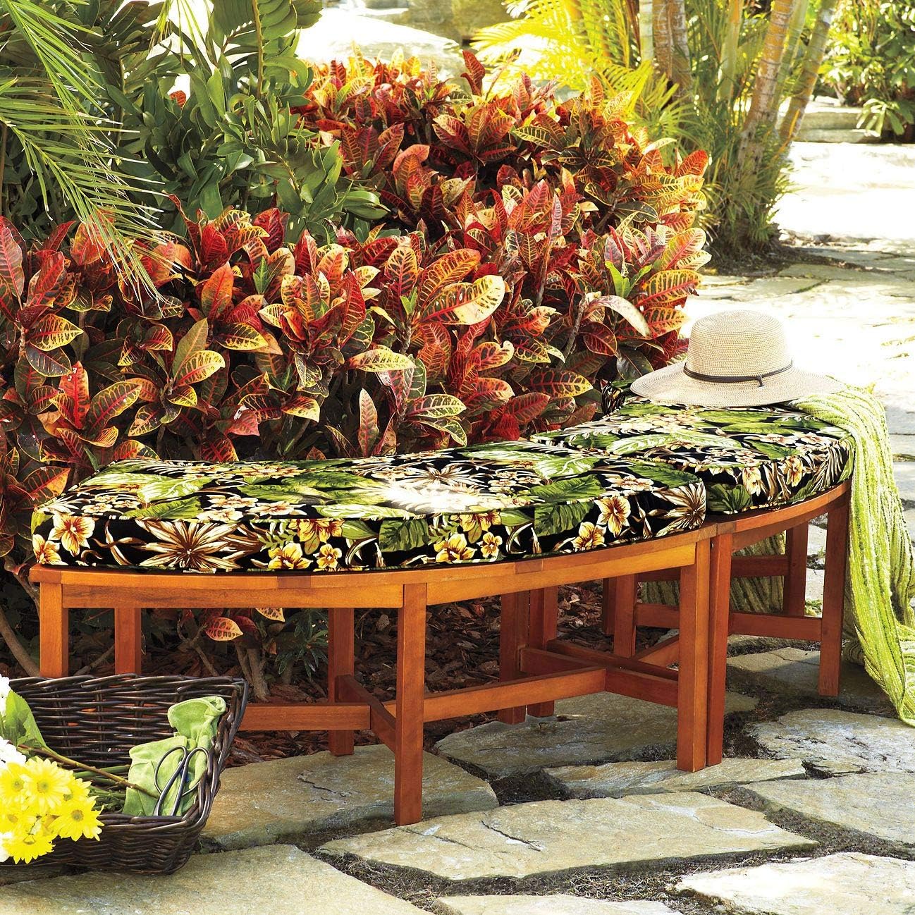 Solid Wood Fire Pit Curved Bench 44